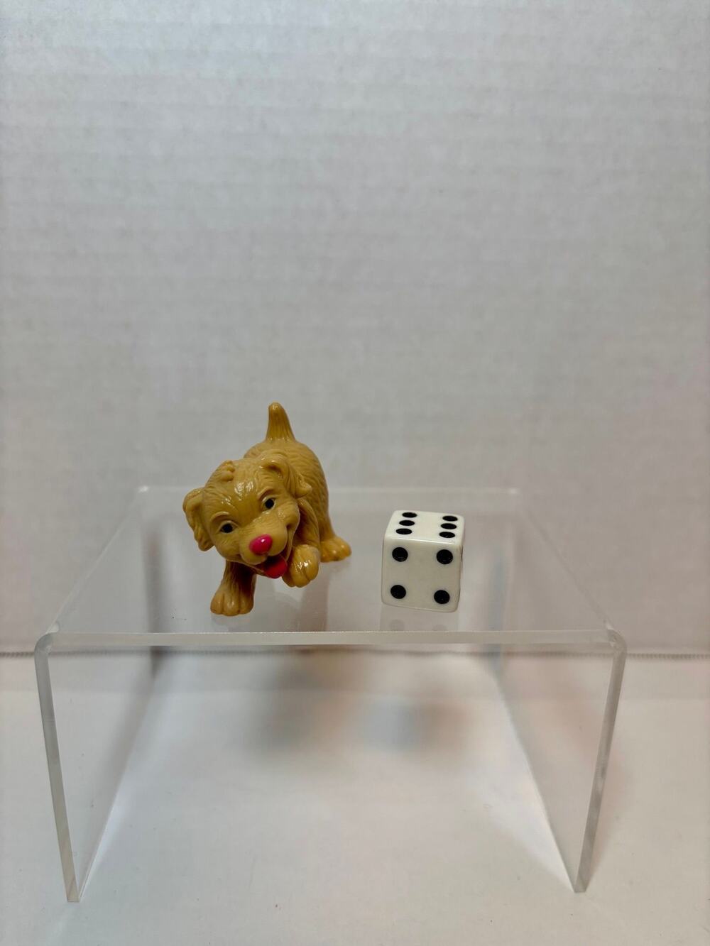Vintage Fisher Price Loving Family Dollhouse Puppy Playful Tan Dog Pink Nose